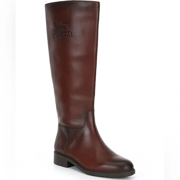 NEW Coach Rilee Leather Knee High Riding Boots Walnut Brown Size 8.5B - Picture 1 of 14
